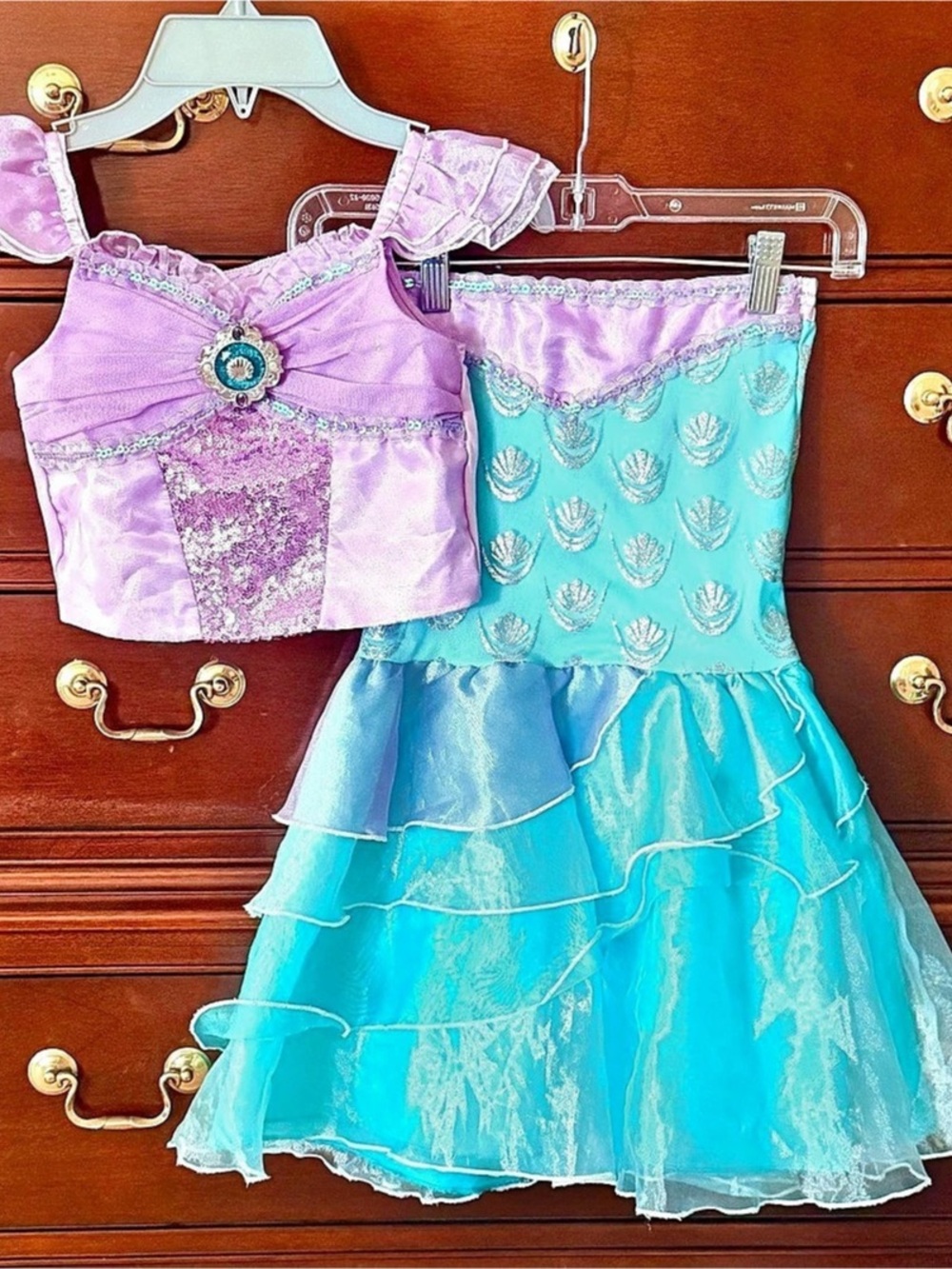 Disney Store Girl's Little Mermaid Princess Ariel 2pc Costume Dress - Size 5/6